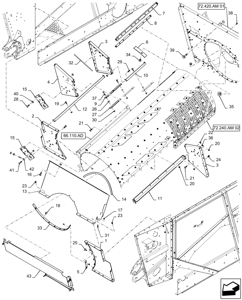 Схема запчастей Case IH 6130 - (66.331.AM) - CAGE, FRONT (66) - THRESHING