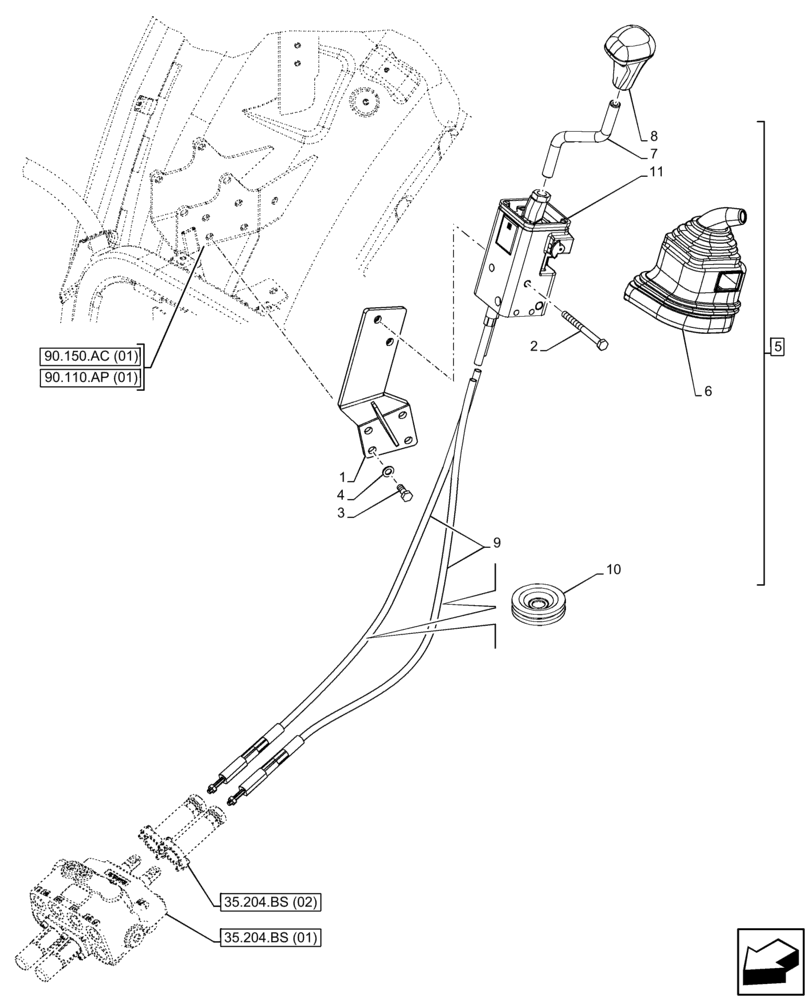 Схема запчастей Case IH FARMALL 65C - (55.512.CL[01]) - VAR - 336125 - MID MOUNT VALVE KIT, JOYSTICK (55) - ELECTRICAL SYSTEMS