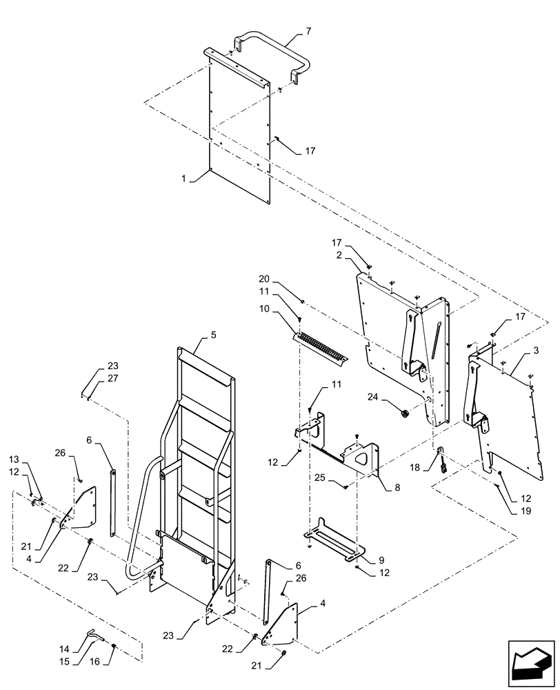 Схема запчастей Case IH 6140 - (73.230.AQ[05]) - REAR LADDER ASSY (73) - RESIDUE HANDLING