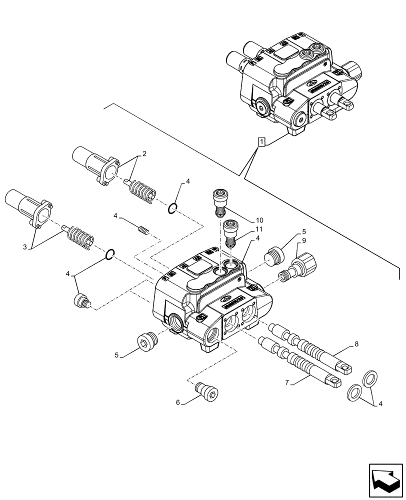 Схема запчастей Case IH FARMALL 65C - (35.204.BS[02]) - VAR - 336125, 338125, 336780 - MID MOUNT VALVE KIT, COMPONENTS (35) - HYDRAULIC SYSTEMS