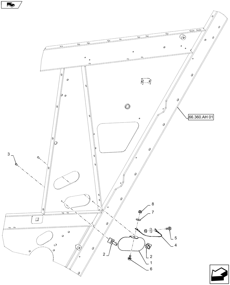 Схема запчастей Case IH 6130 - (66.360.AH[03]) - LOWER SIEVE DOOR (66) - THRESHING