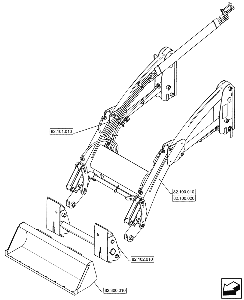 Схема запчастей Case IH L360A - (82.000.000) - SECTION INDEX - FRONT LOADER AND BUCKET (82) - FRONT LOADER & BUCKET