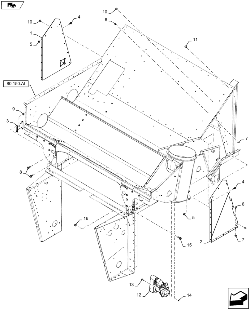 Схема запчастей Case IH 5130 - (80.150.AR) - GRAIN TANK, COVER, LH, RH (80) - CROP STORAGE/UNLOADING