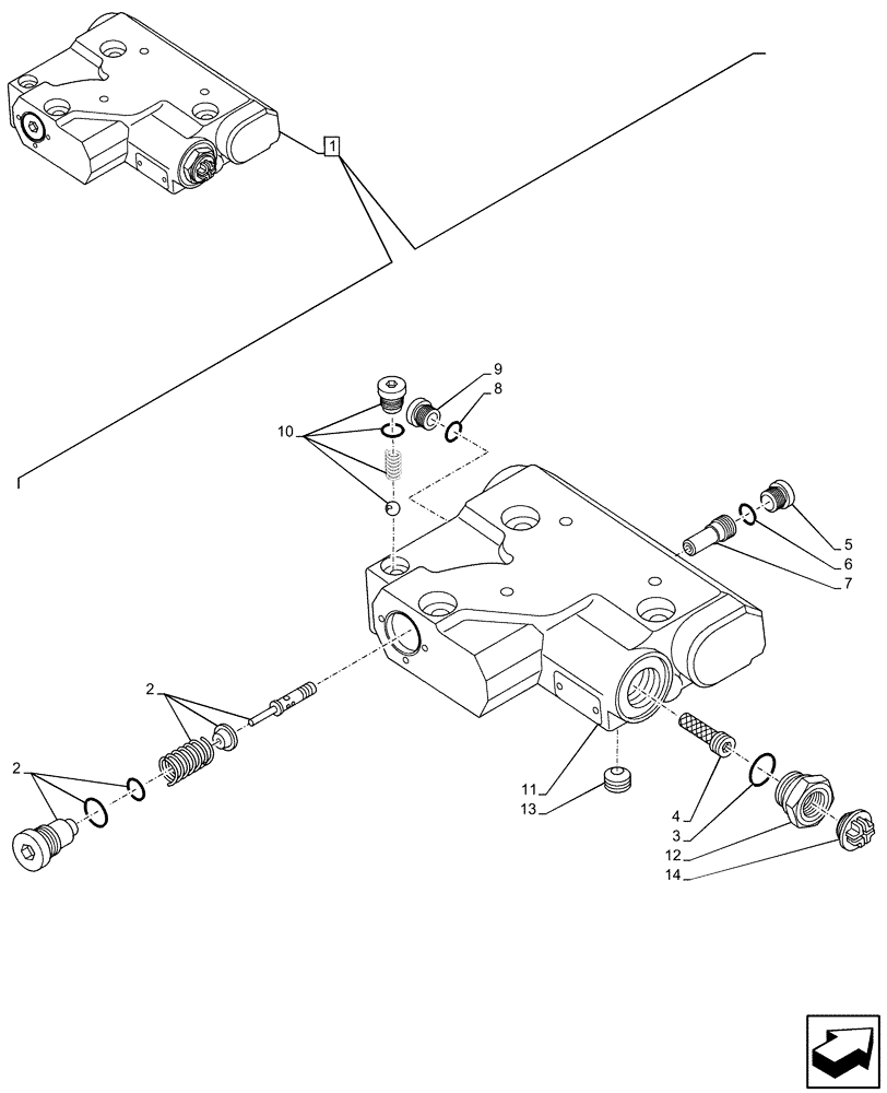 Схема запчастей Case IH MAXXUM 110 - (35.204.BE[13]) - VAR - 743686, 743690, 743733 - REMOTE CONTROL VALVE, REAR, END PLATE, COMPONENTS (35) - HYDRAULIC SYSTEMS