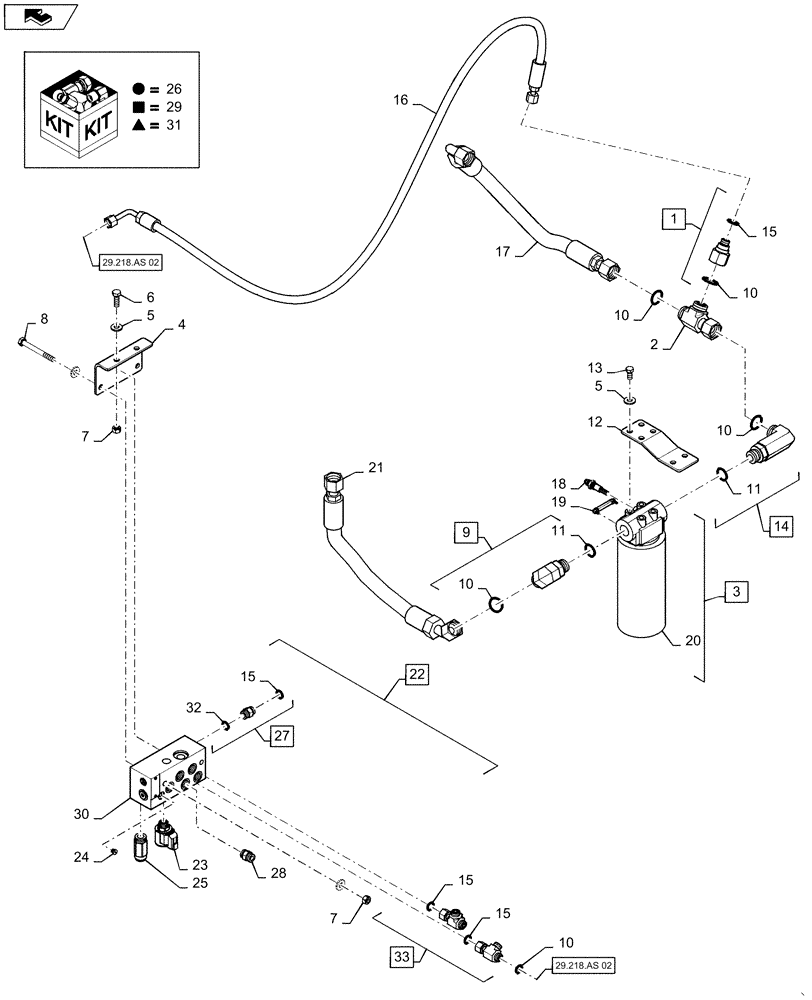 Схема запчастей Case IH 2240 - (29.218.AE[01]) - WHEEL MOTOR CONTROL AND PARKING BRAKE VALVE (29) - HYDROSTATIC DRIVE