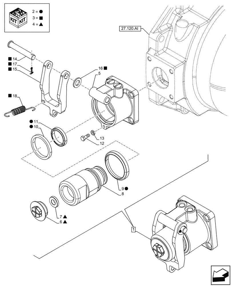 Схема запчастей Case IH FARMALL 75C - (33.202.AJ[02]) - VAR - 330274, 330276, 334174, 334175, 334176, 390067, 743546, 744576 - BRAKE CYLINDER, CAB (33) - BRAKES & CONTROLS