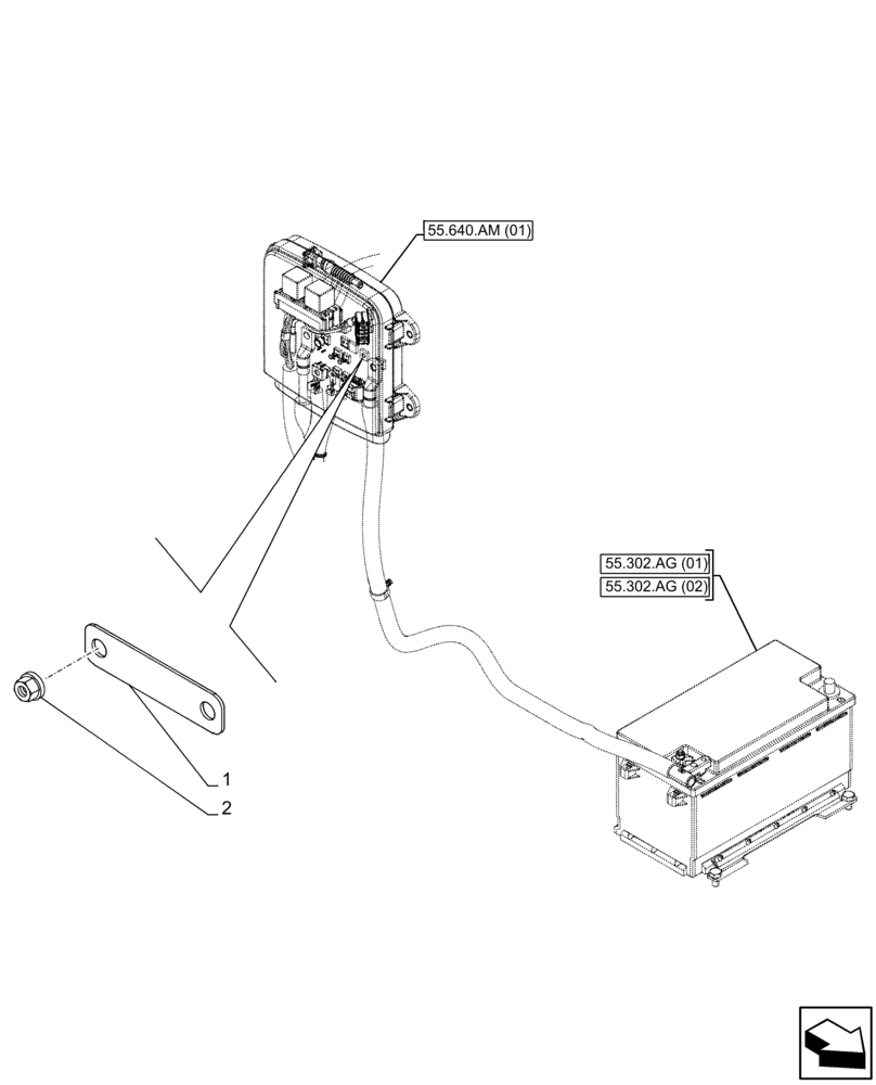 Схема запчастей Case IH FARMALL 95C - (55.302.AI) - VAR - 390742, 743585 - BATTERY CUT-OUT, SWITCH, PLATE (55) - ELECTRICAL SYSTEMS