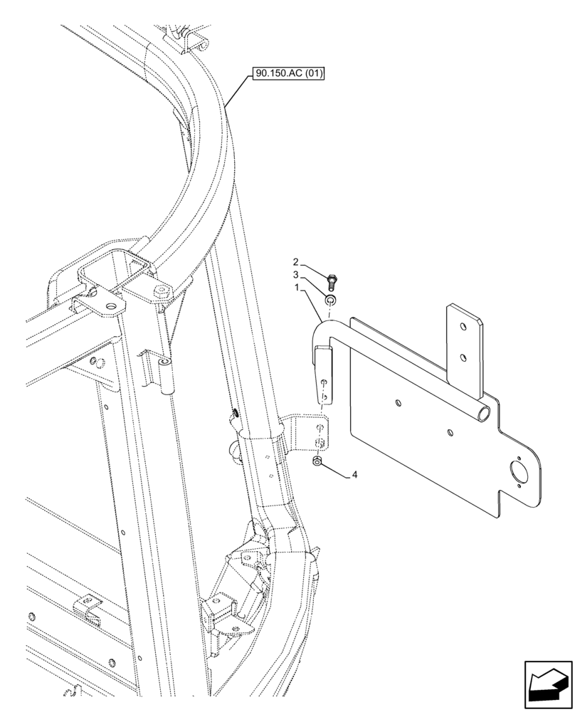 Схема запчастей Case IH FARMALL 65C - (88.100.AC[02]) - VAR - 334255 - REAR, LICENSE PLATE LAMP & SUPPORT, CAB (88) - ACCESSORIES