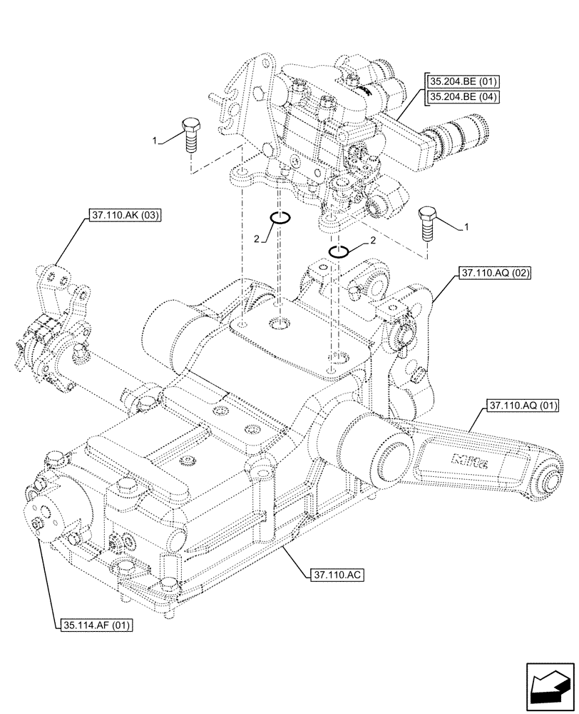 Схема запчастей Case IH FARMALL 65C - (35.204.BE[08]) - VAR - 334107, 390107, 743568, 743569 - REMOTE CONTROL VALVE, ATTACHMENT (35) - HYDRAULIC SYSTEMS