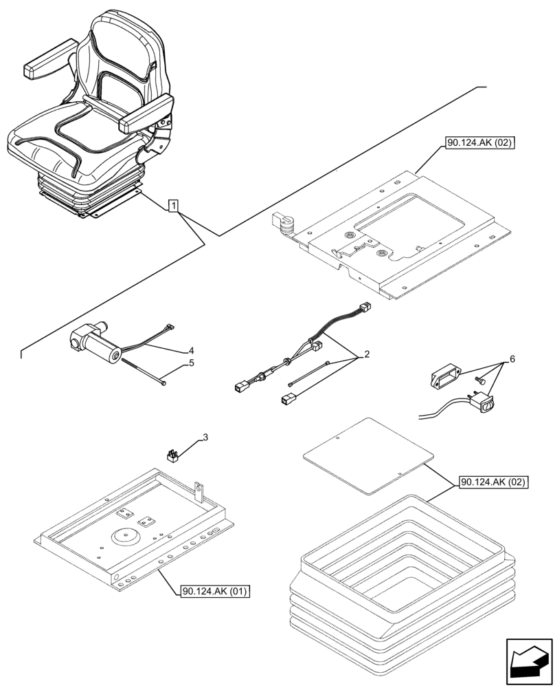 Схема запчастей Case IH FARMALL 75C - (55.512.CQ) - VAR - 331850 - DRIVER SEAT, ADJUSTER, SUSPENSION, SWITCH (55) - ELECTRICAL SYSTEMS