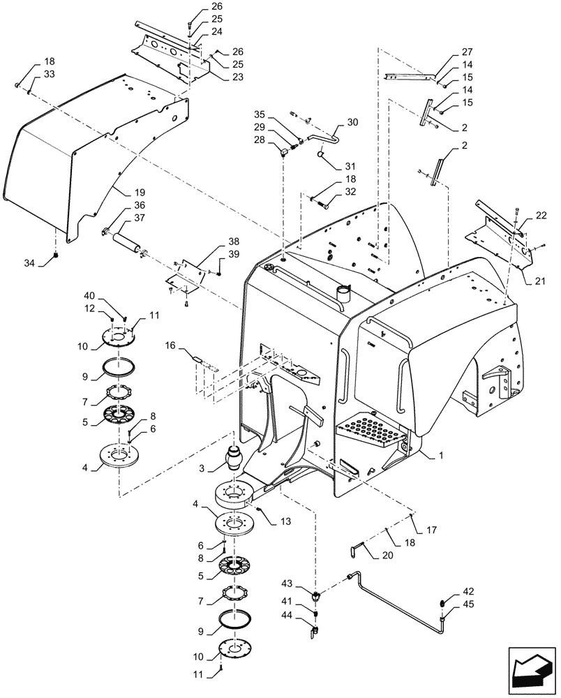 Схема запчастей Case IH QUADTRAC 580 - (39.100.AS[03]) - REAR FRAME, 550, 580, 600, 620, BSN ZEF303000 (39) - FRAMES AND BALLASTING