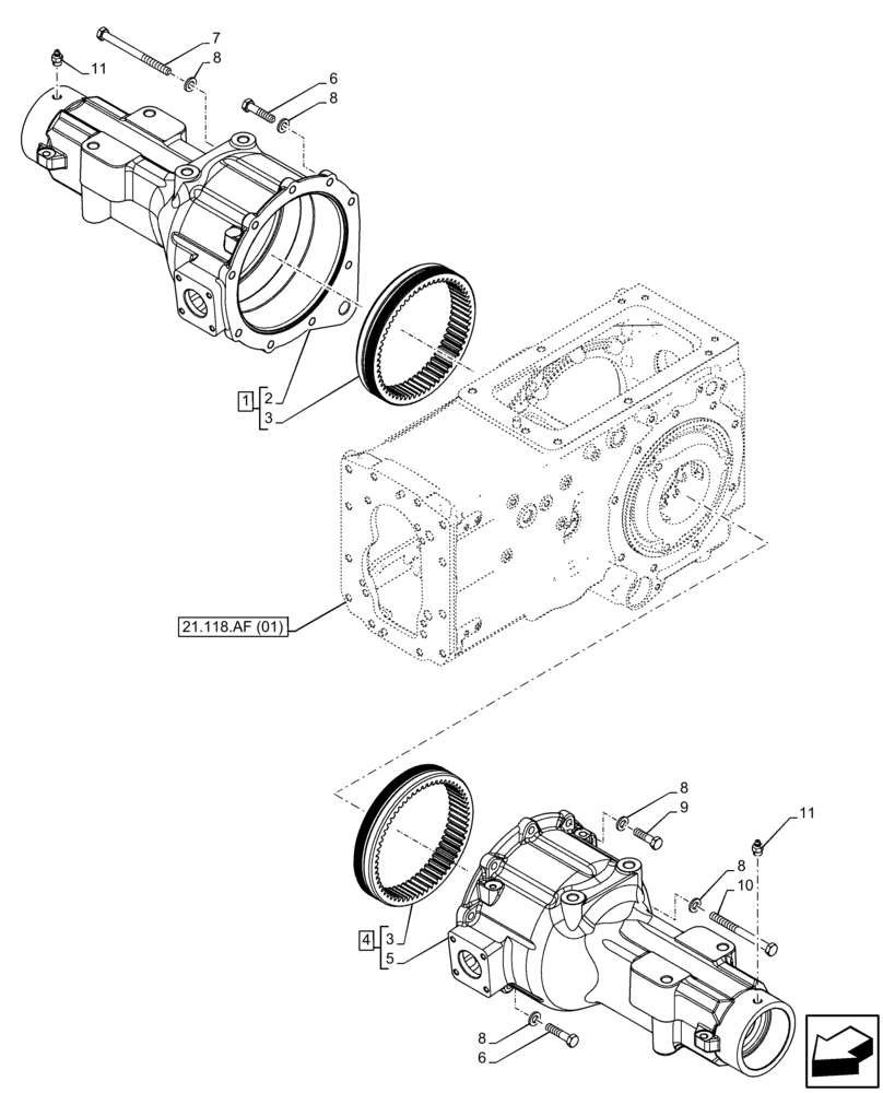 Схема запчастей Case IH FARMALL 65C - (27.120.AI) - VAR - 390448, 743558, 340559 - FINAL DRIVE, HOUSING & COVERS (27) - REAR AXLE SYSTEM