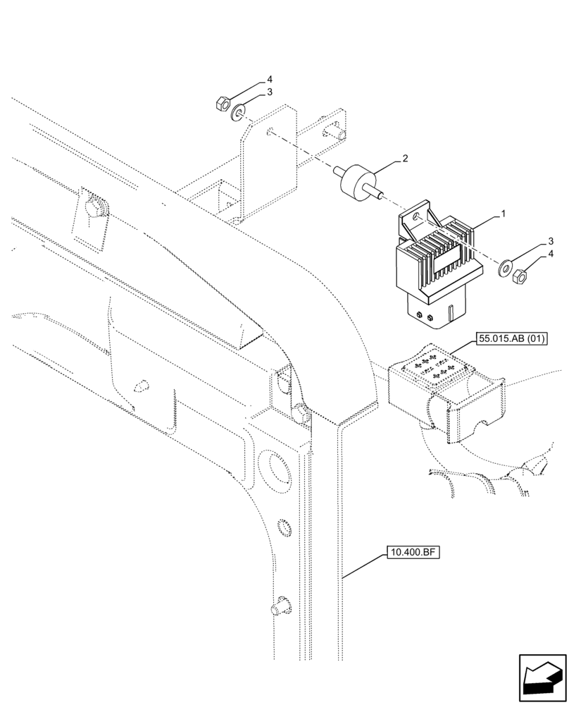 Схема запчастей Case IH FARMALL 75C - (55.015.AA[02]) - VAR - 390321, 391013 - GLOW PLUG, CONTROL UNIT (55) - ELECTRICAL SYSTEMS