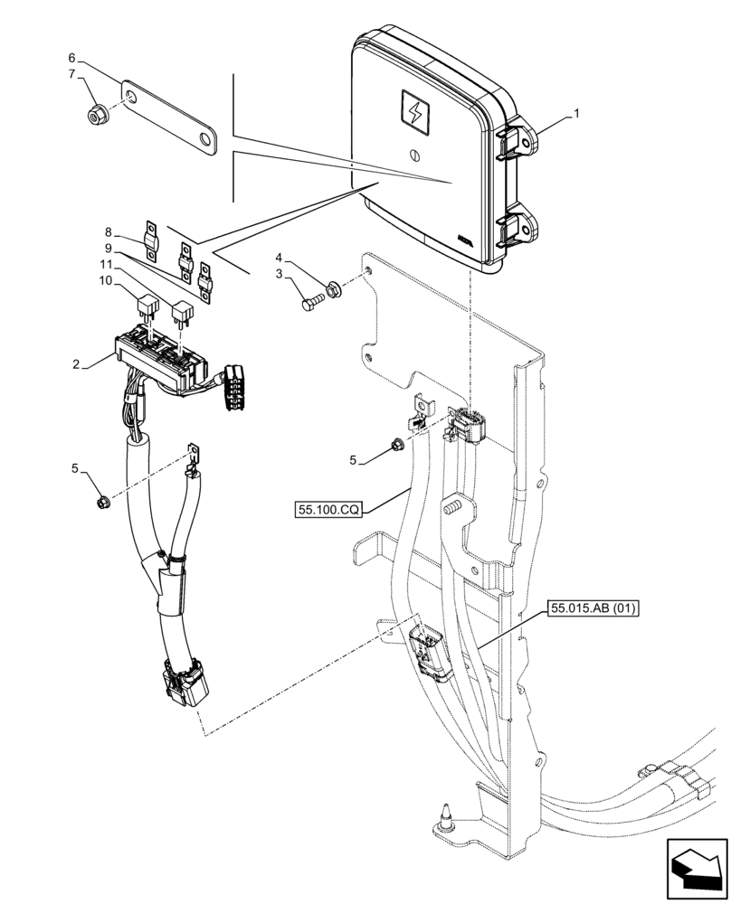 Схема запчастей Case IH FARMALL 65C - (55.640.AM) - VAR - 390742, 397742, 743585 - FUSE BOX (55) - ELECTRICAL SYSTEMS