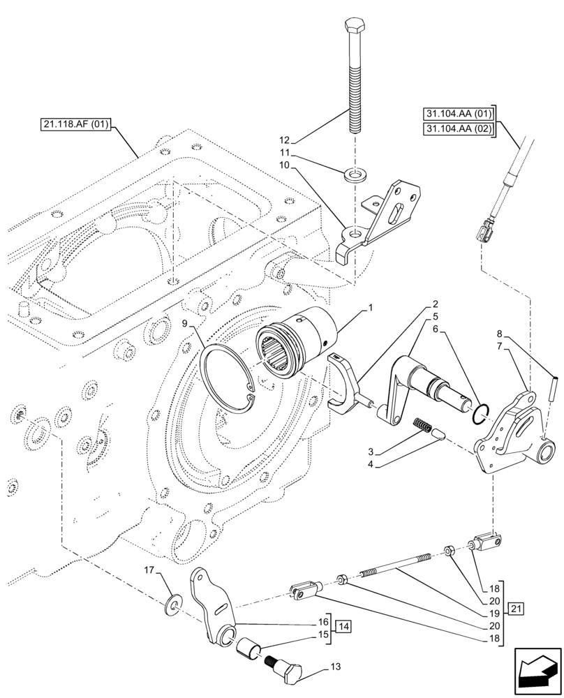 Схема запчастей Case IH FARMALL 65C - (31.101.AA) - VAR - 333814, 336814, 743566 - PTO 540-540E RPM, TIE-ROD, SHUTTLE, POWERSHUTTLE (31) - IMPLEMENT POWER TAKE OFF