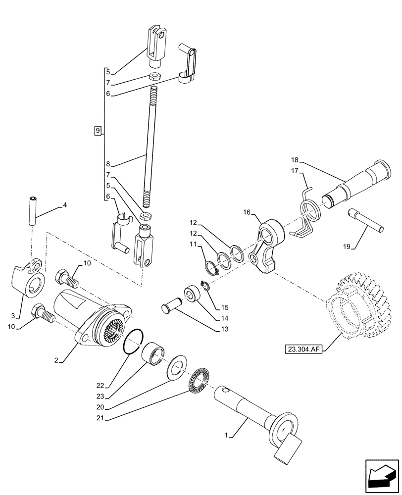 Схема запчастей Case IH FARMALL 75C - (33.110.AP) - VAR - 392286, 743551 - PARKING BRAKE, TIE-ROD ASSY, CAB (33) - BRAKES & CONTROLS