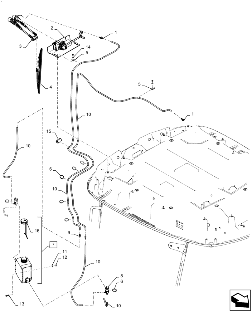 Схема запчастей Case IH QUADTRAC 500 - (55.518.AH) - FRONT AND REAR WIPERS (55) - ELECTRICAL SYSTEMS