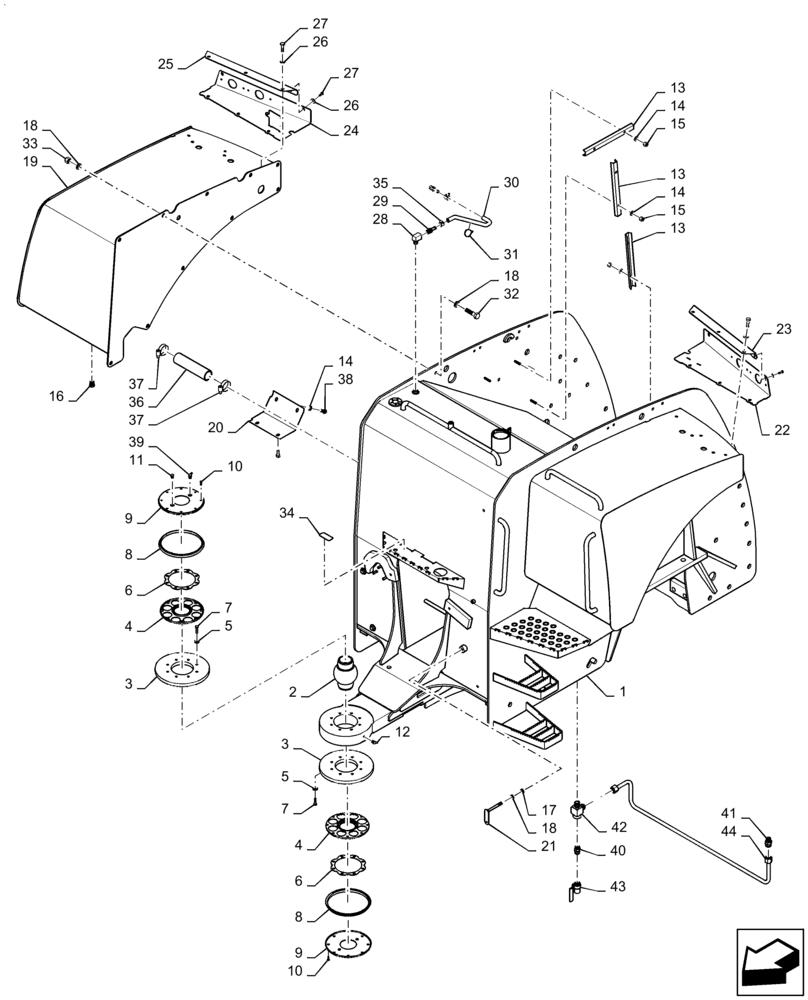 Схема запчастей Case IH STEIGER 620 - (39.100.AS[03]) - REAR FRAME, 550, 580, 600, 620, BSN ZEF303000 (39) - FRAMES AND BALLASTING