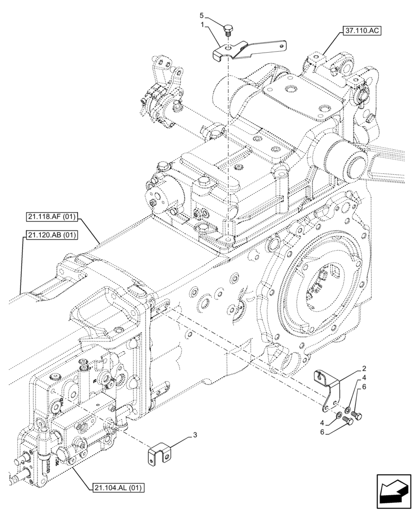 Схема запчастей Case IH FARMALL 75C - (55.024.AA[03]) - VAR - 332068, 332069, 334068 - TRANSMISSION, HARNESS, BRACKETS (55) - ELECTRICAL SYSTEMS