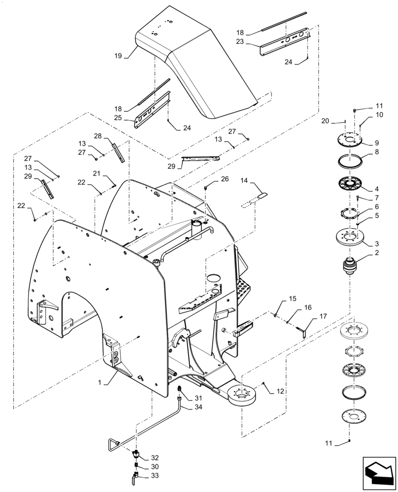 Схема запчастей Case IH QUADTRAC 500 - (39.100.AS[01]) - REAR FRAME, 450, 470, 500, 540, BSN ZEF303000 (39) - FRAMES AND BALLASTING