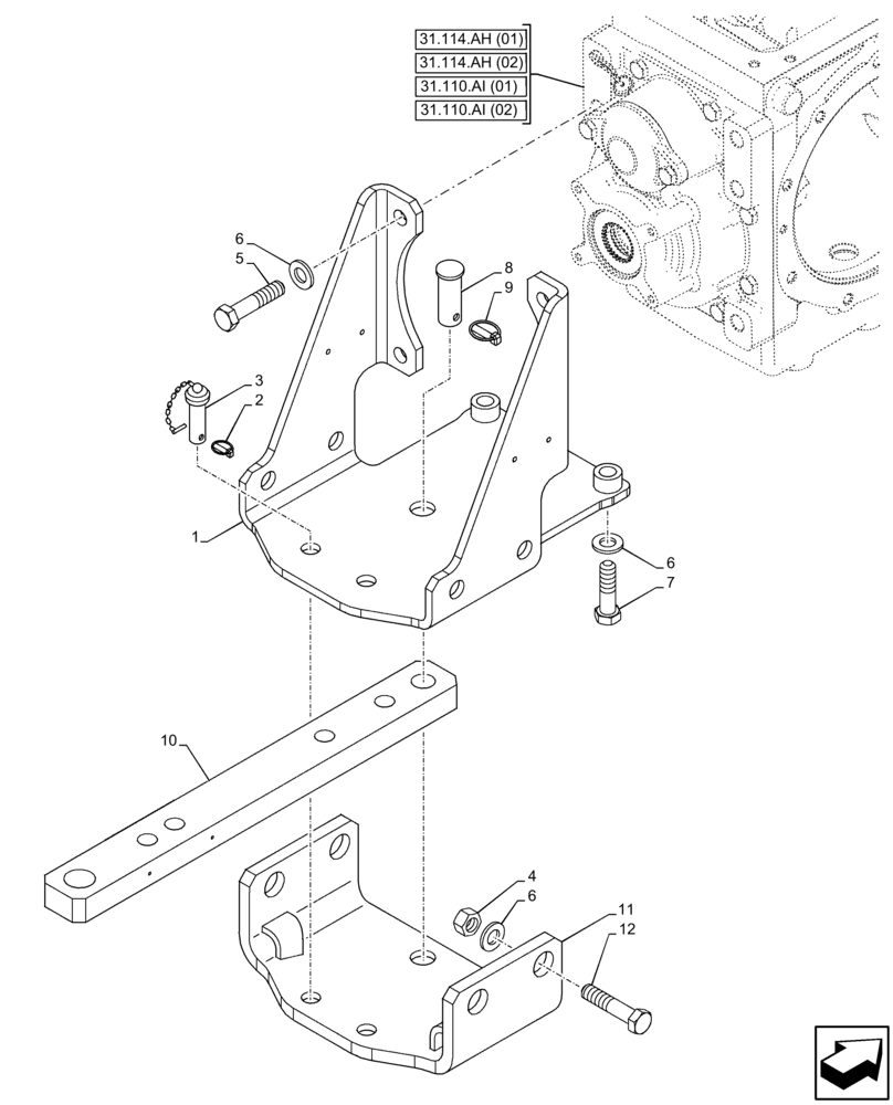 Схема запчастей Case IH FARMALL 75C - (37.100.AA) - VAR - 392905 - DRAWBAR (37) - HITCHES, DRAWBARS & IMPLEMENT COUPLINGS