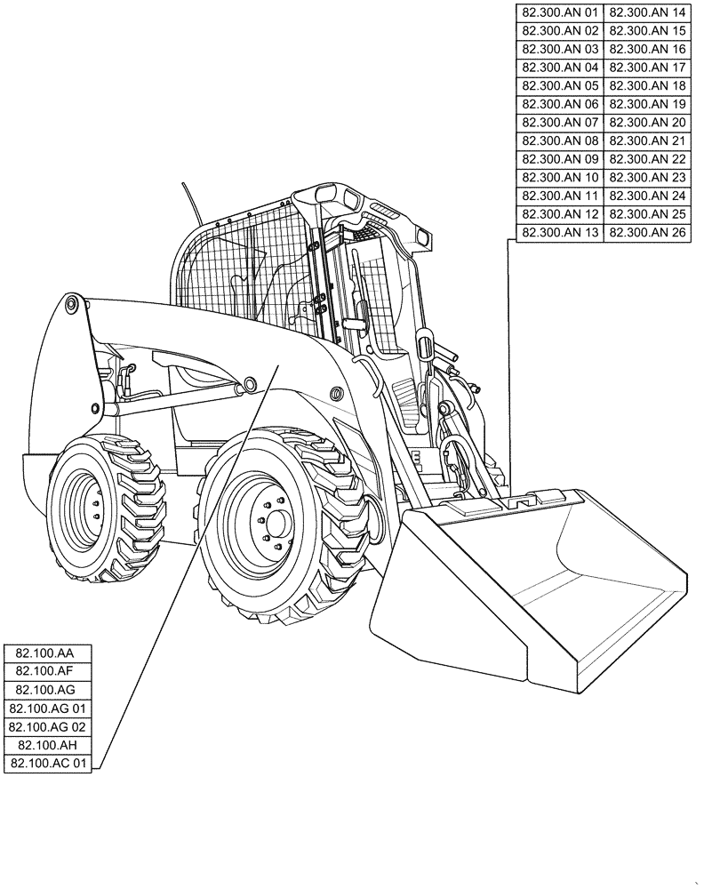 Схема запчастей Case IH SR200 - (00.000.82) - PICTORIAL INDEX - FRONT LOADER (00) - GENERAL & PICTORIAL INDEX