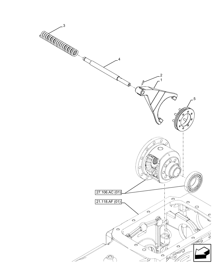 Схема запчастей Case IH FARMALL 105C - (27.106.AK[04]) - VAR - 743564 - DIFFERENTIAL LOCK, HI-LO (27) - REAR AXLE SYSTEM