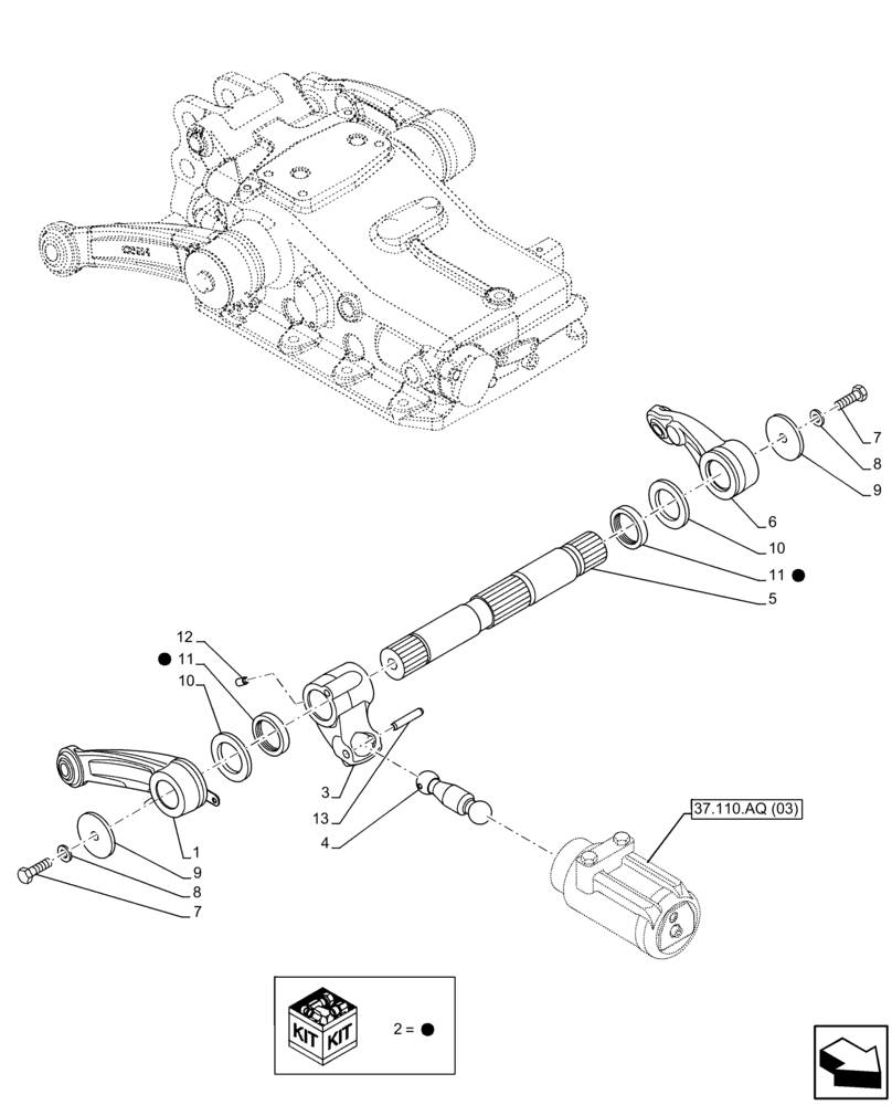 Схема запчастей Case IH FARMALL 85C - (37.110.AI[05]) - VAR - 743597 - HYDRAULIC LIFT, REAR, ARM, HI-LO, CAB (37) - HITCHES, DRAWBARS & IMPLEMENT COUPLINGS