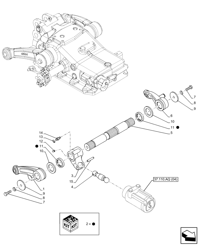 Схема запчастей Case IH FARMALL 85C - (37.110.AI[07]) - VAR - 332785 - HYDRAULIC LIFT, REAR, ARM (37) - HITCHES, DRAWBARS & IMPLEMENT COUPLINGS