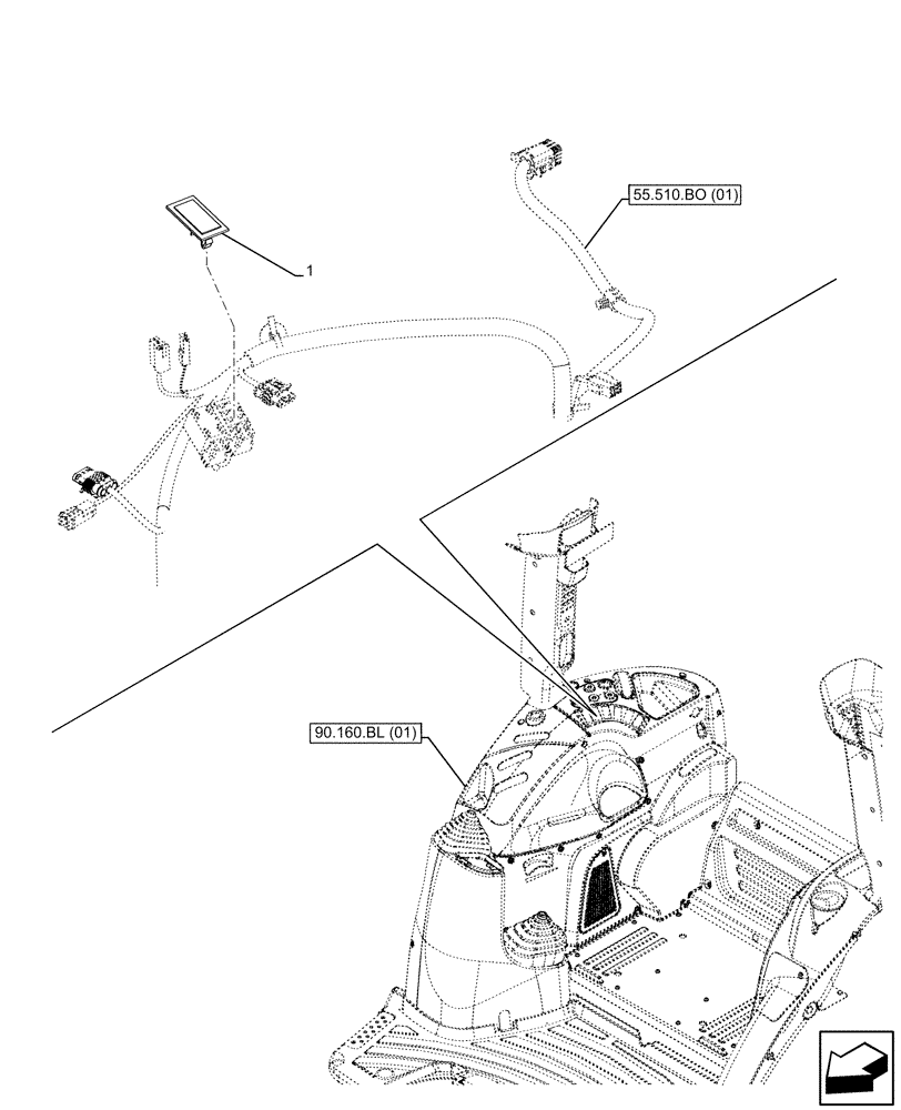 Схема запчастей Case IH FARMALL 115C - (55.542.AA[01]) - VAR - 743586 - DIFFERENTIAL LOCK, REAR, SWITCH, HI-LO (55) - ELECTRICAL SYSTEMS