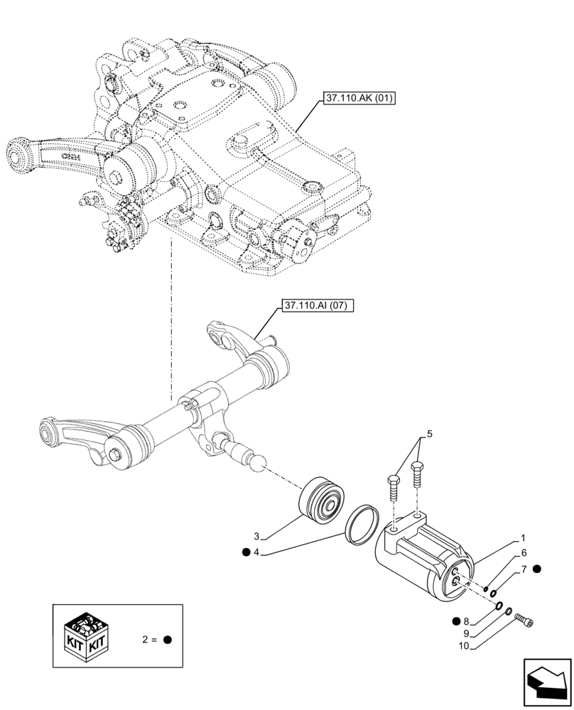 Схема запчастей Case IH FARMALL 95C - (37.110.AQ[04]) - VAR - 332785 - HYDRAULIC LIFT, CYLINDER, PISTON (37) - HITCHES, DRAWBARS & IMPLEMENT COUPLINGS