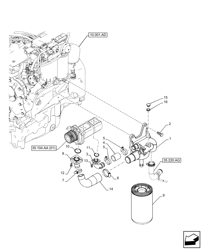 Схема запчастей Case IH FARMALL 115C - (35.220.AE) - VAR - 332785, 390381, 390831, 390832, 743564, 743597 - HYDRAULIC OIL FILTER (35) - HYDRAULIC SYSTEMS