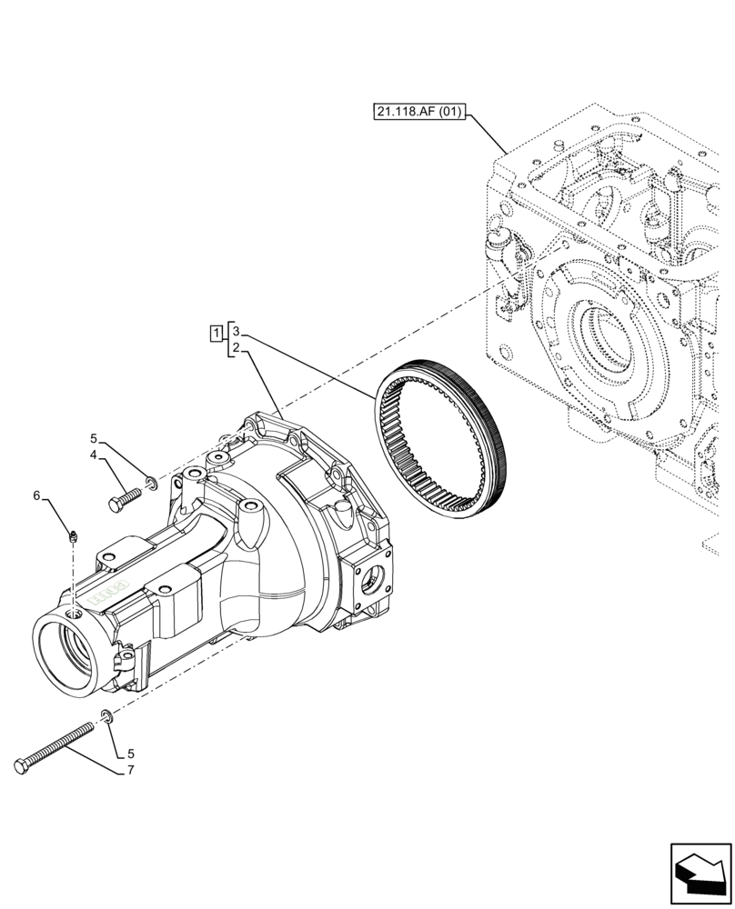 Схема запчастей Case IH FARMALL 115C - (27.120.AI[02]) - VAR - 390411 - FINAL DRIVE HOUSING, RH (27) - REAR AXLE SYSTEM