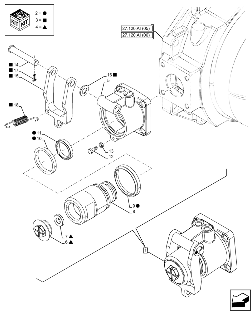 Схема запчастей Case IH FARMALL 85C - (33.202.AJ[01]) - VAR - 334411 - BRAKE CYLINDER (33) - BRAKES & CONTROLS