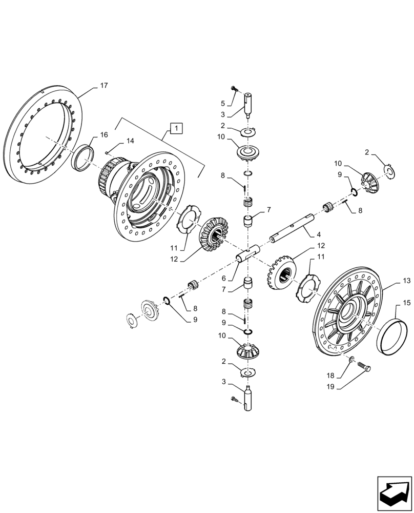 Схема запчастей Case IH STEIGER 370 - (25.102.AD[04]) - VAR - 424823 - FRONT AXLE DIFFERENTIAL, W/O DIFFERENTIAL LOCK (25) - FRONT AXLE SYSTEM