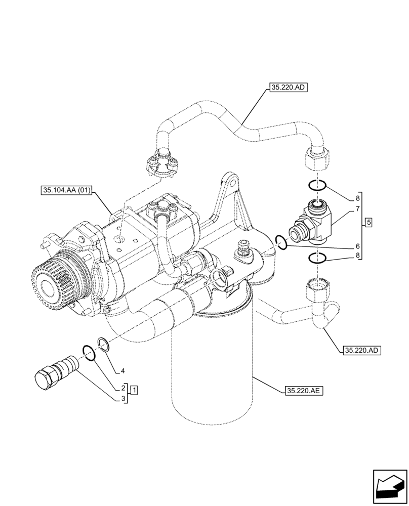 Схема запчастей Case IH FARMALL 85C - (35.204.AY) - VAR - 332785, 390381, 390831, 390832, 743564, 743597 - PRESSURE RELIEF VALVE (35) - HYDRAULIC SYSTEMS