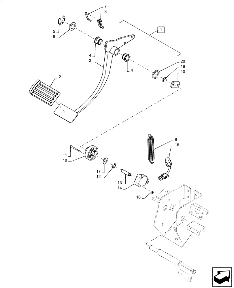 Схема запчастей Case IH MAGNUM 310 - (18.100.AF[01]) - CLUTCH PEDAL (18) - CLUTCH