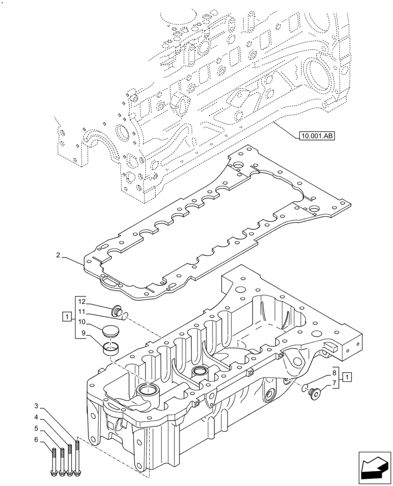 Схема запчастей Case IH F4DFE613B B006 - (10.102.AP) - ENGINE OIL PAN (10) - ENGINE