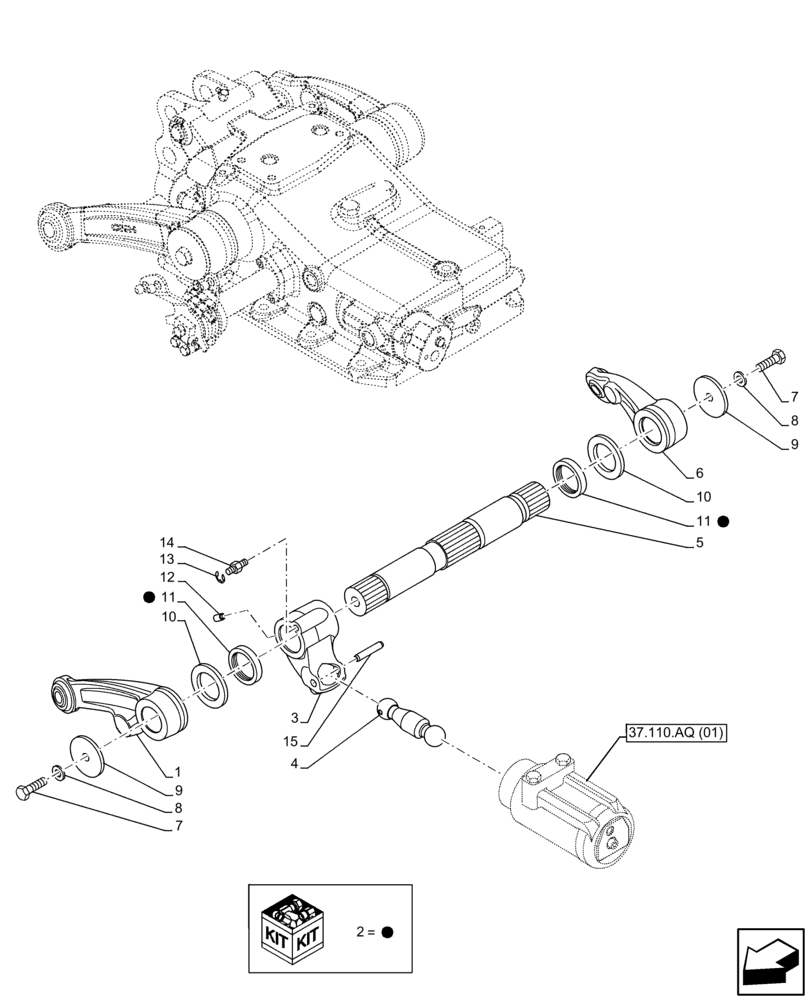 Схема запчастей Case IH FARMALL 115C - (37.110.AI[01]) - VAR - 390831 - HYDRAULIC LIFT, REAR, ARM (37) - HITCHES, DRAWBARS & IMPLEMENT COUPLINGS