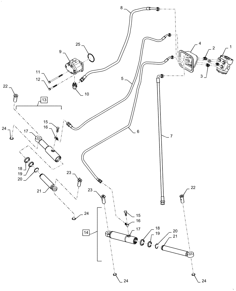 Схема запчастей Case IH FARMALL 40C - (41.216.AN[05]) - STEERING CYLINDER, STEERING LINE, FARMALL 40C, 50C (41) - STEERING