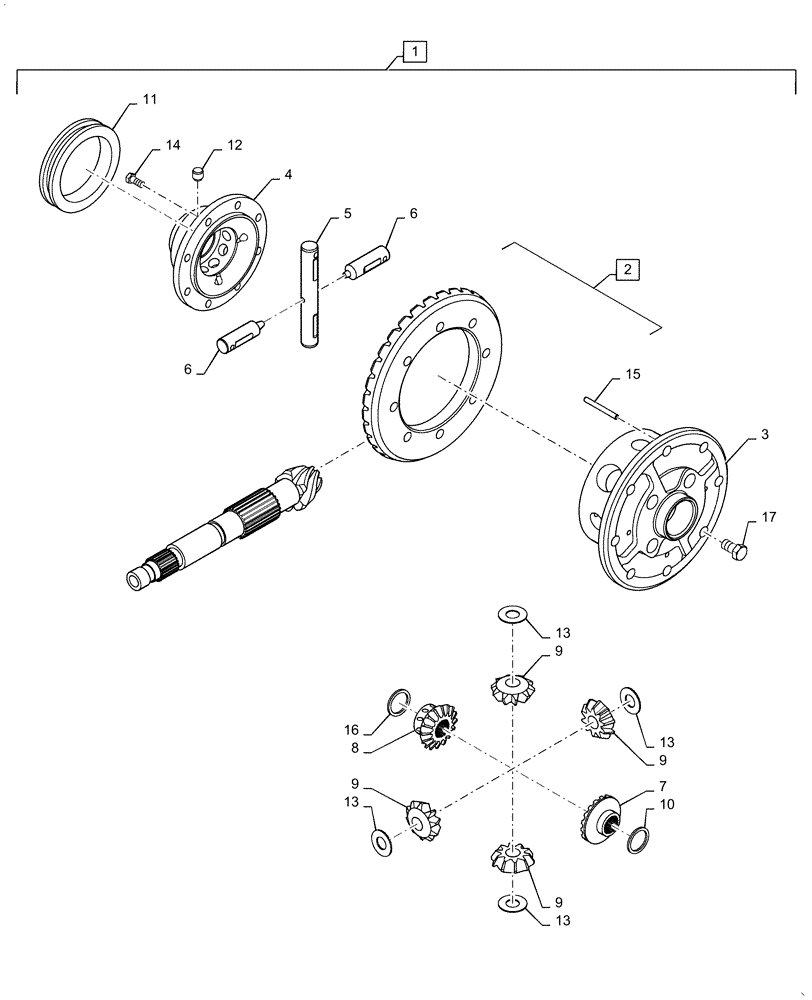 Схема запчастей Case IH FARMALL 50C - (27.106.AC[02]) - REAR AXLE, DIFFERENTIAL, FARMALL 40C, 50C (27) - REAR AXLE SYSTEM