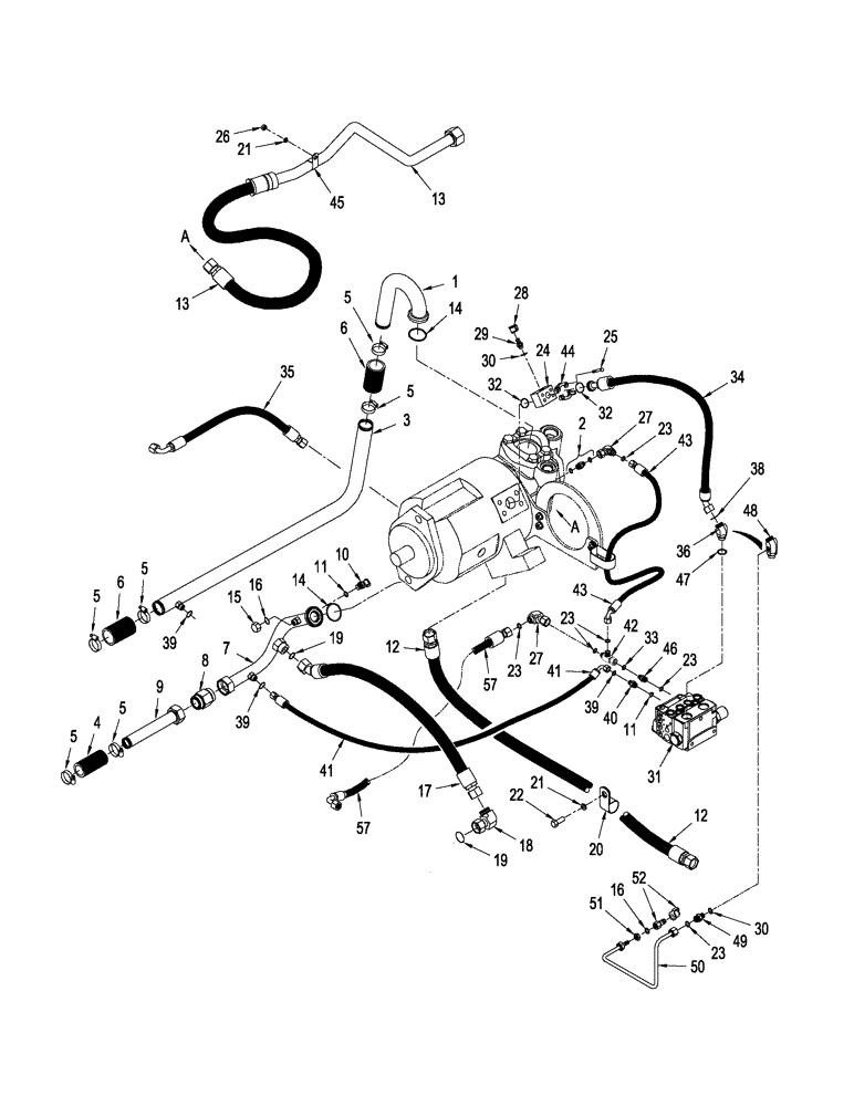 Схема запчастей Case IH STEIGER 430 - (08-20) - STANDARD HYDRAULICS - PUMP LUBRICATION CIRCUIT, WITH MANUAL SHIFT TRANSMISSION (08) - HYDRAULICS