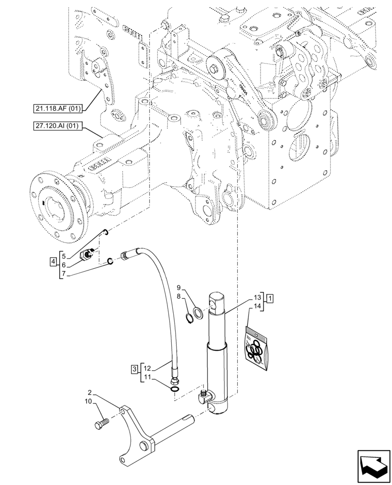 Схема запчастей Case IH FARMALL 85C - (35.116.AH) - VAR - 332785, 743597 - 3 POINT HITCH, LIFT CYLINDER (35) - HYDRAULIC SYSTEMS