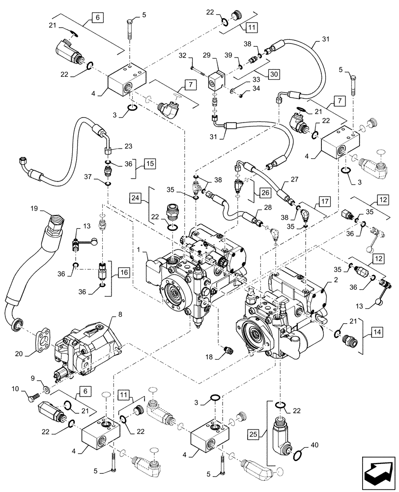 Схема запчастей Case IH PATRIOT 3240 - (29.100.AC[01]) - HYDROSTATIC PUMP (29) - HYDROSTATIC DRIVE