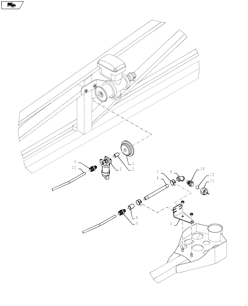 Схема запчастей Case IH 4420 - (11-013[02]) - NOZZLE, FENCE ROW, 90 & 100, LOW-FLOW, W/HARNESS, ASN Y9T026405 Options