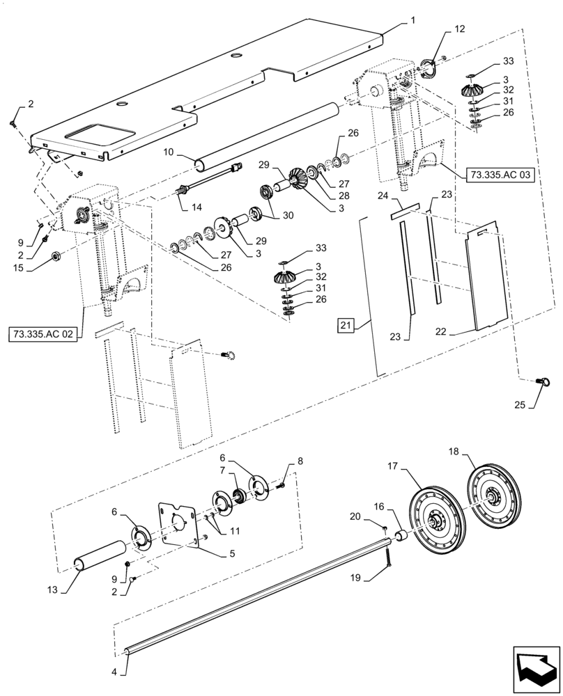 Схема запчастей Case IH 6140 - (73.335.AC[01]) - SPREADER DRIVE (73) - RESIDUE HANDLING