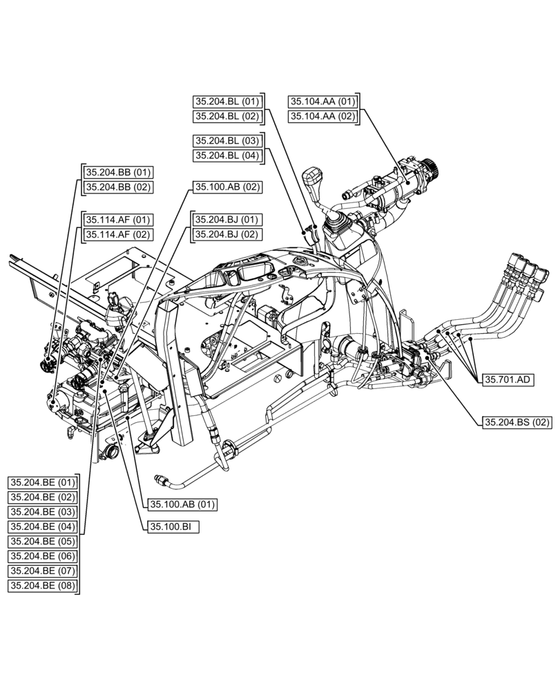 Схема запчастей Case IH FARMALL 75C - (35.000.00[01]) - SECTION INDEX - HYDRAULIC SYSTEMS (35) - HYDRAULIC SYSTEMS