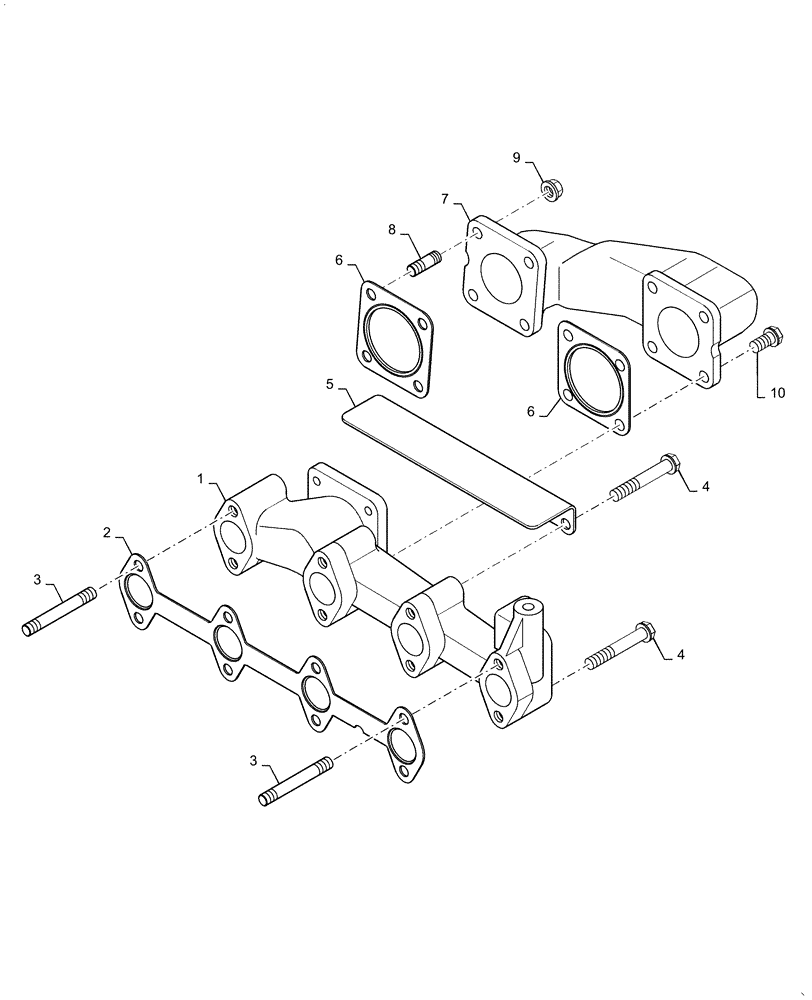 Схема запчастей Case IH FARMALL 50C - (10.254.AC[02]) - EXHAUST MANIFOLD, FARMALL 40C, 50C (10) - ENGINE