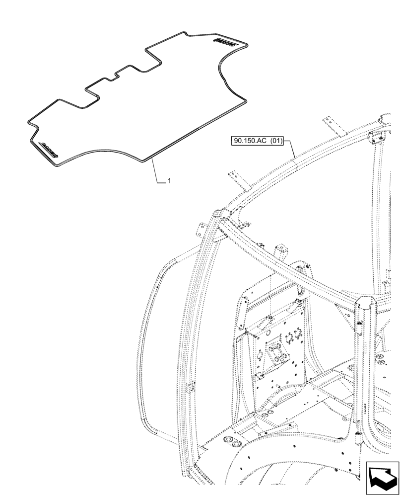 Схема запчастей Case IH PUMA 220 CVT - (90.160.AR[01]) - VAR - 758262, 758263, 758264, 758265 - FLOOR MAT, COMFORT PACK 9 - 12 (90) - PLATFORM, CAB, BODYWORK AND DECALS