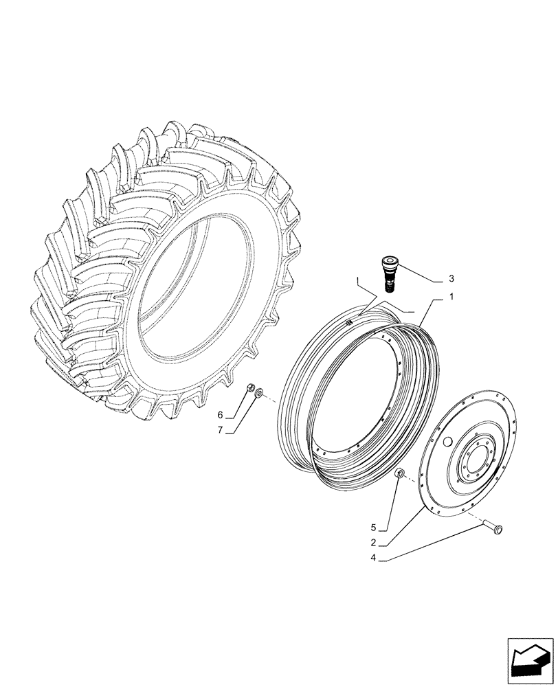 Схема запчастей Case IH PUMA 165 CVT - (44.520.AB[16]) - VAR - 8491504, 8991604 - REAR, WHEEL (W12X50) (44) - WHEELS